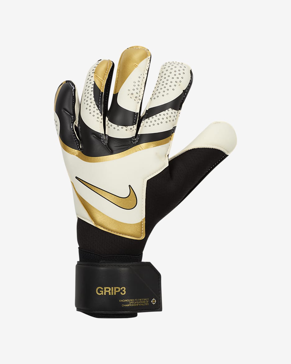 Guantes de portero Nike Grip3 - Negro/Blanco/Moneda de oro metalizado