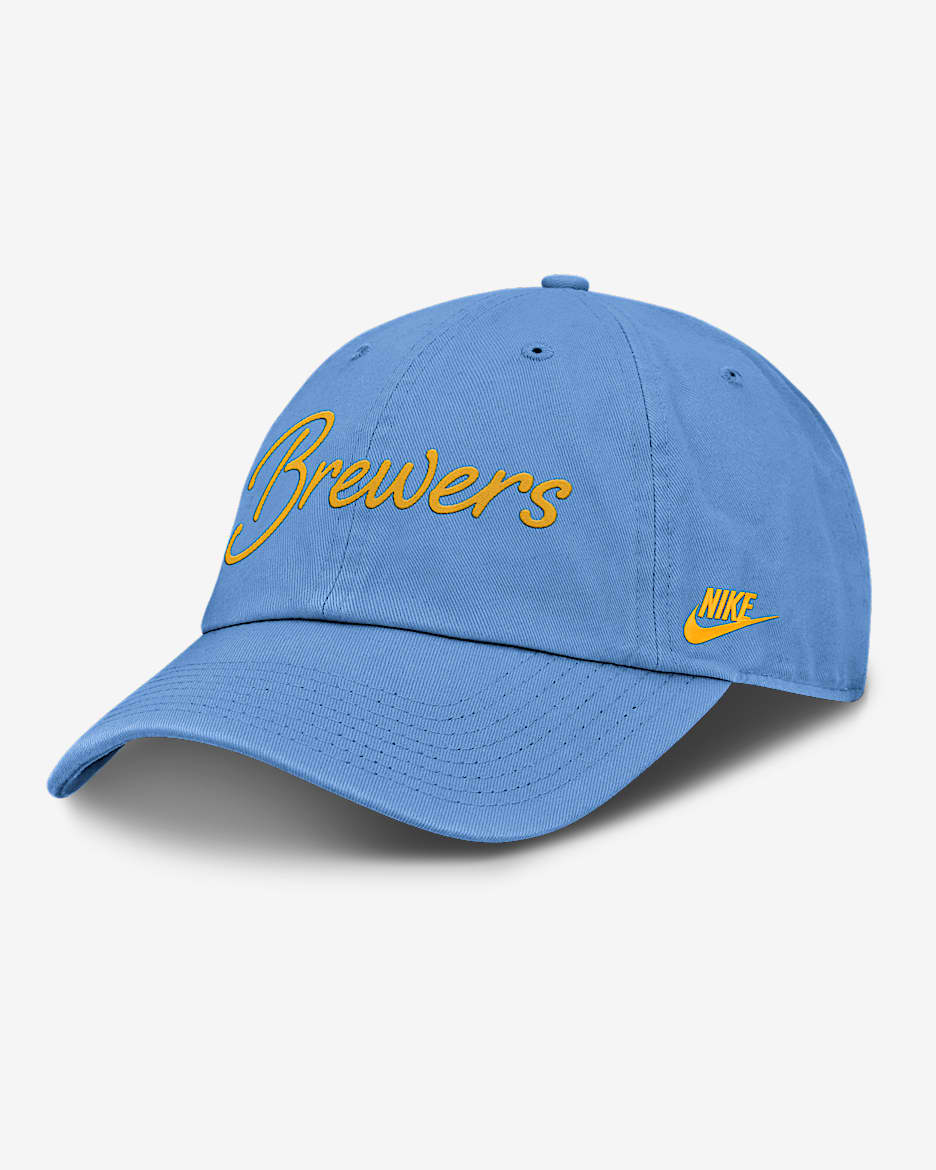 Milwaukee Brewers Cooperstown Script Women's Nike MLB Adjustable Hat - Light Blue