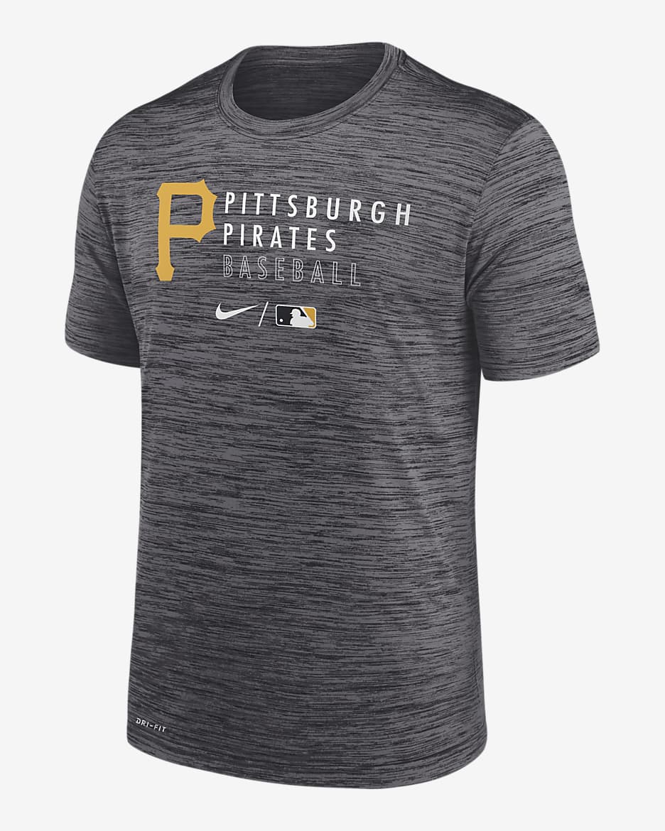 Playera para hombre Nike Dri-FIT Velocity Practice (MLB Pittsburgh Pirates) - Negro jaspeado