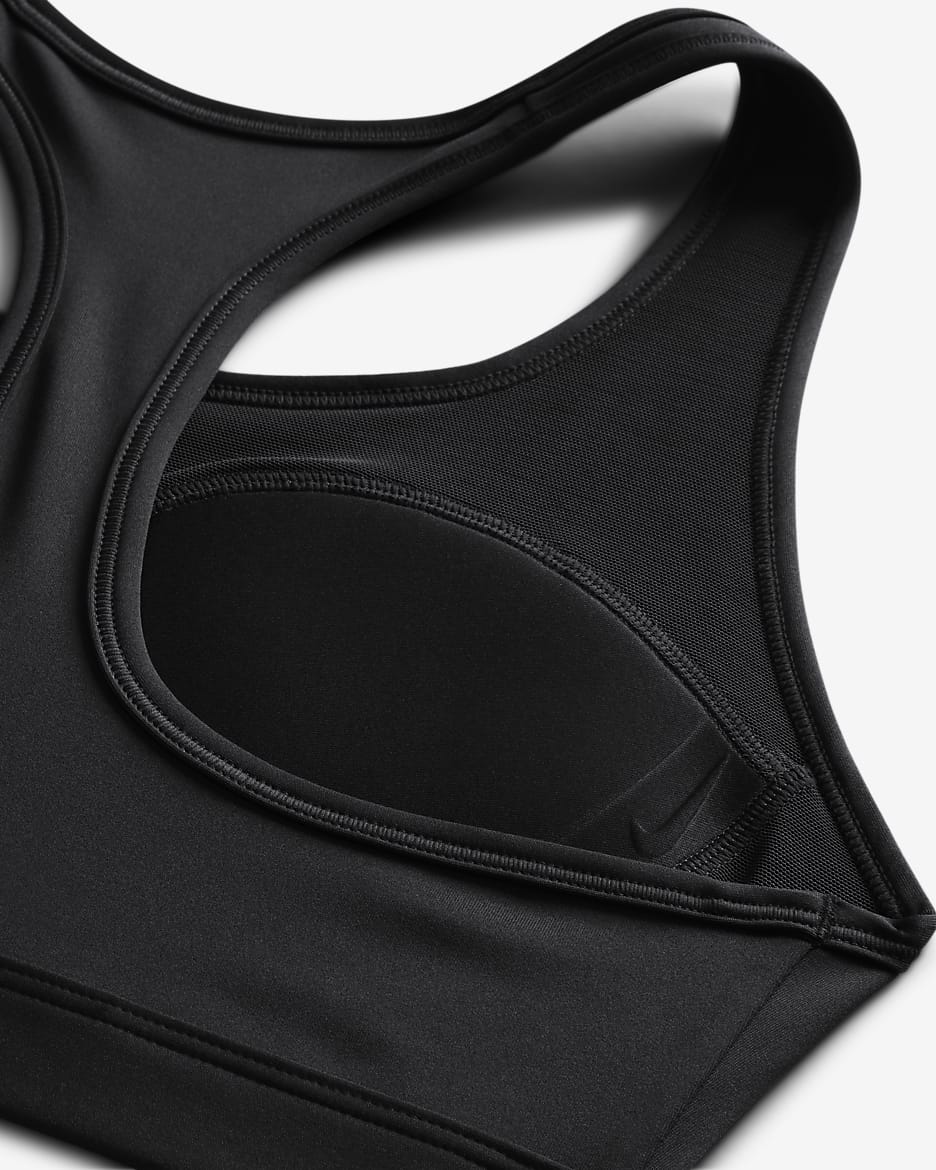 Nike Swoosh Medium Support párnázott, emblémás női sportmelltartó - Fekete/Fehér/Fekete/Fekete