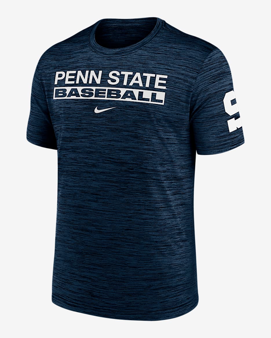 Penn State Nittany Lions Velocity Baseball Wordmark Stack Men's Nike Dri-FIT College T-Shirt - Navy