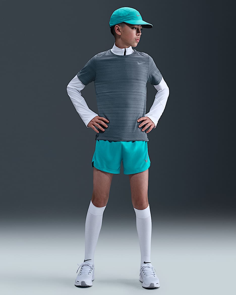 Shorts Split Dri-FIT para niño talla grande Nike Multi - Cactus empolvado/Negro