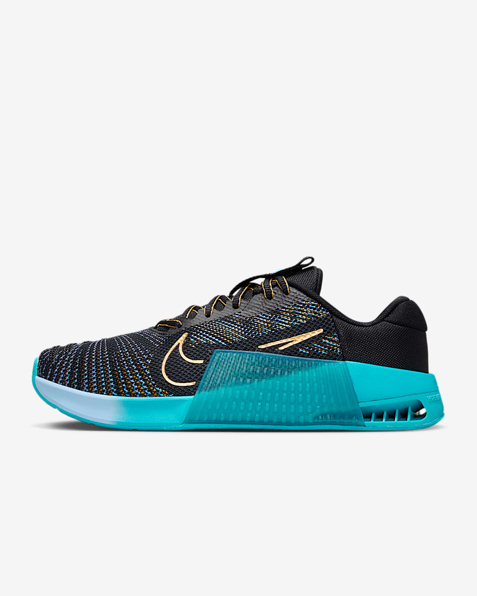 Chaussure d'entraînement Nike Metcon 9 AMP pour femme - Noir/Dusty Cactus/Psychic Blue/Noir
