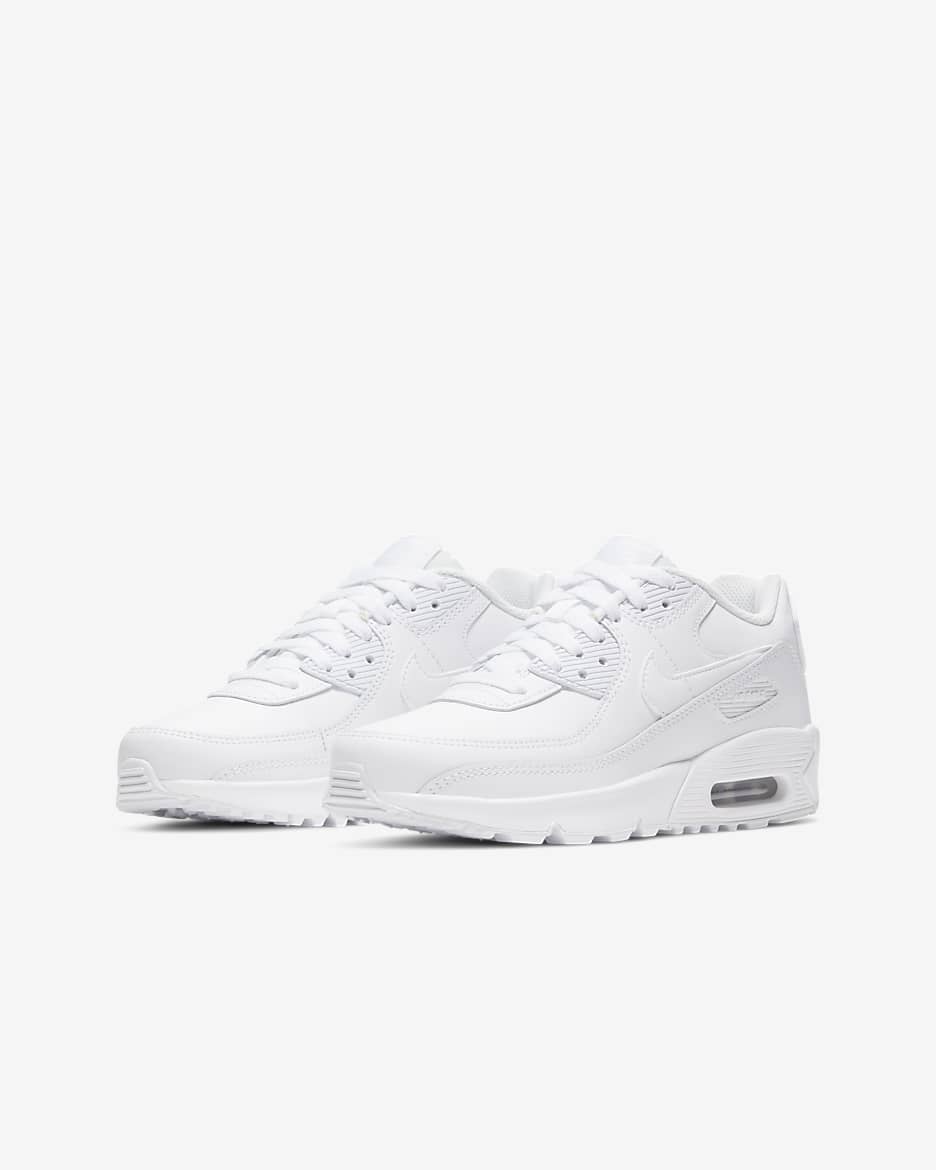 Nike Air Max 90 LTR Older Kids' Shoes - White/Metallic Silver/White/White