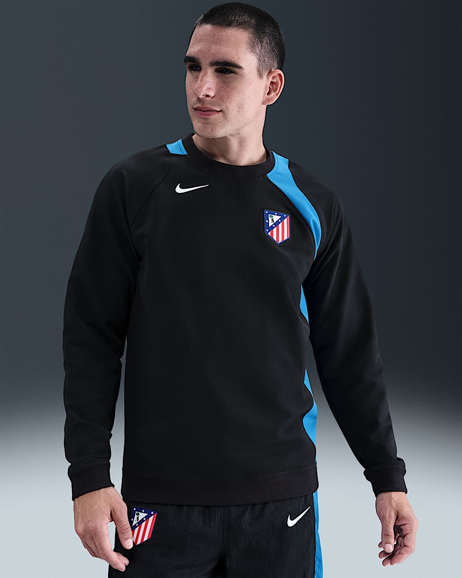 Atlético Madrid Third Men's Nike Total 90 Soccer Crew-Neck Top - Black/Photo Blue/White