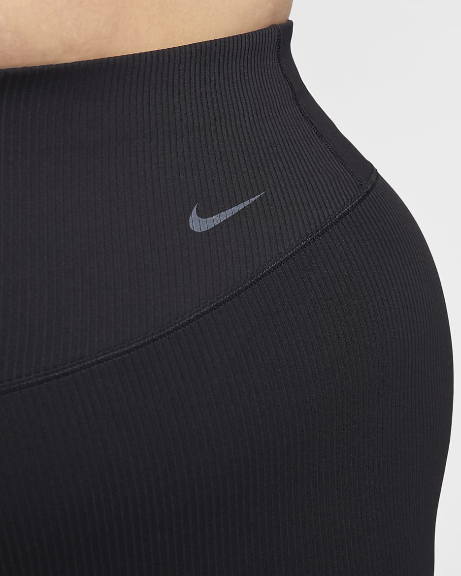 Nike Zenvy Rib Women's Gentle-Support High-Waisted 7/8 Leggings (Plus Size) - Black/Black