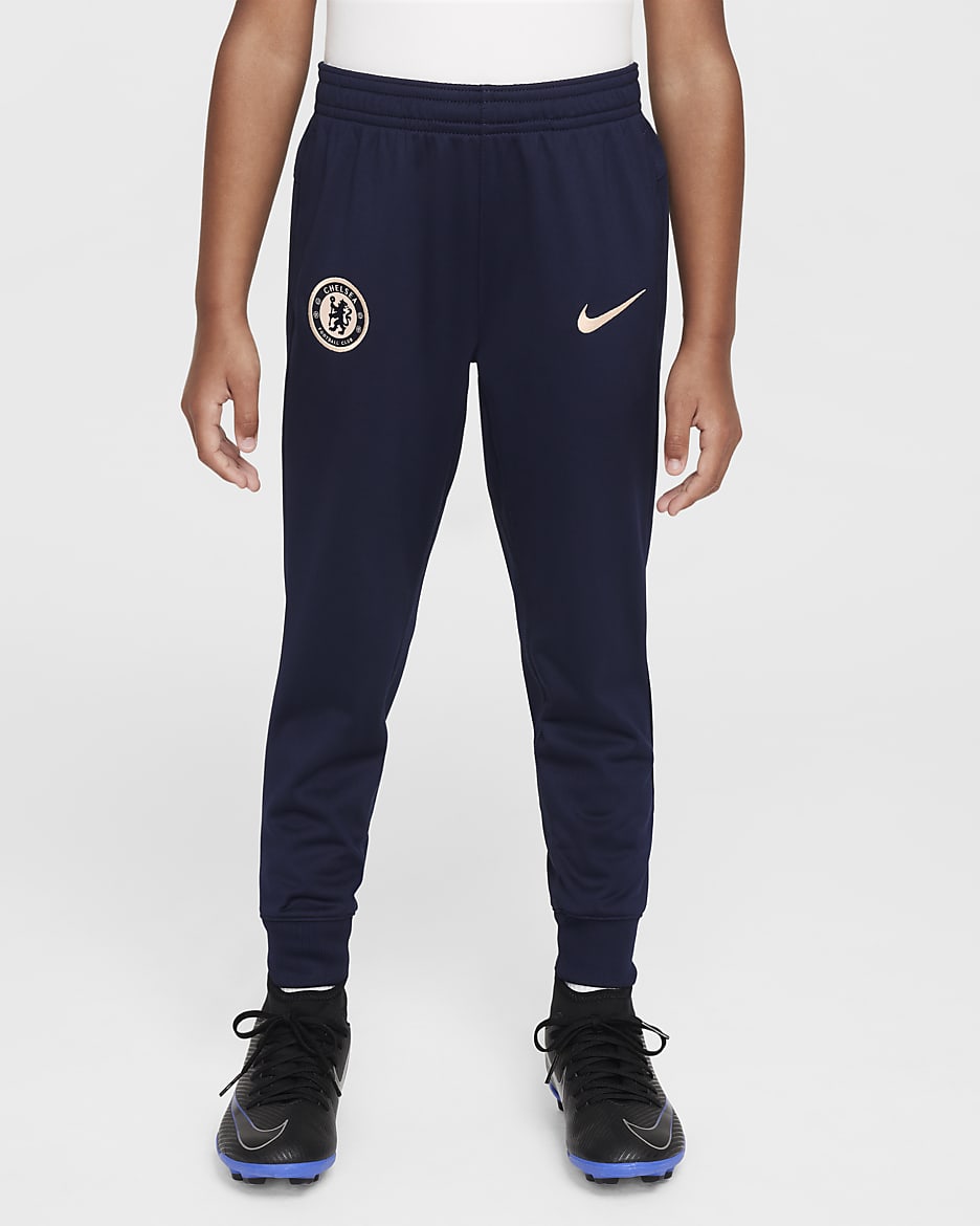 Chelsea FC Strike Nike Dri-FIT kötött futballtréningruha kisgyerekeknek - Obsidian/Light Photo Blue/Guava Ice