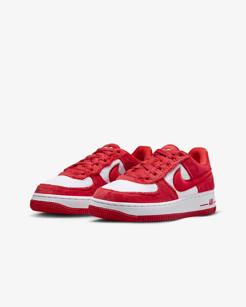 Nike Air Force 1 Older Kids' Shoes - Fire Red/White/Pink Foam/Light Crimson