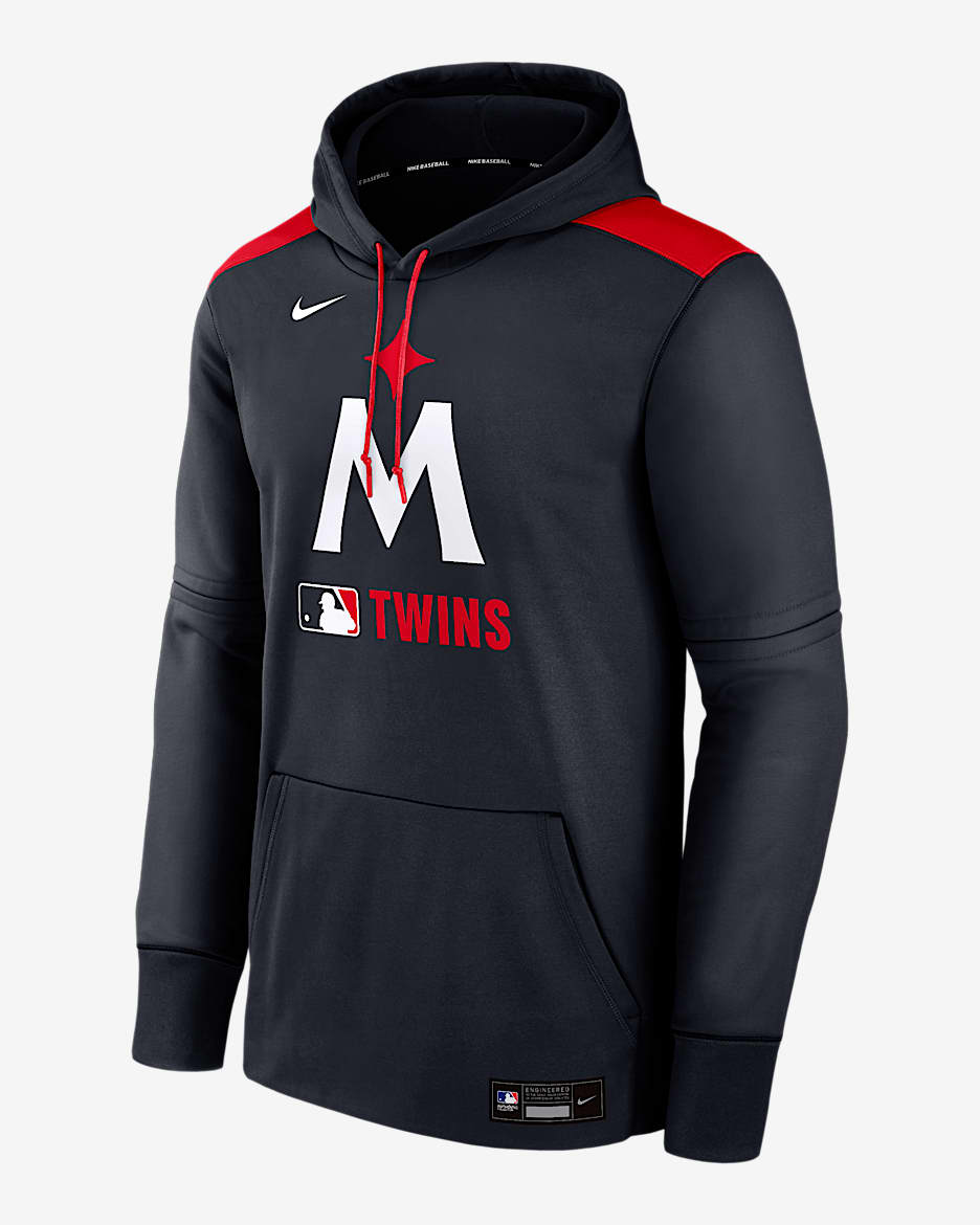 Sudadera con gorro sin cierre Nike Therma de la MLB para hombre Minnesota Twins Authentic Collection - Azul marino
