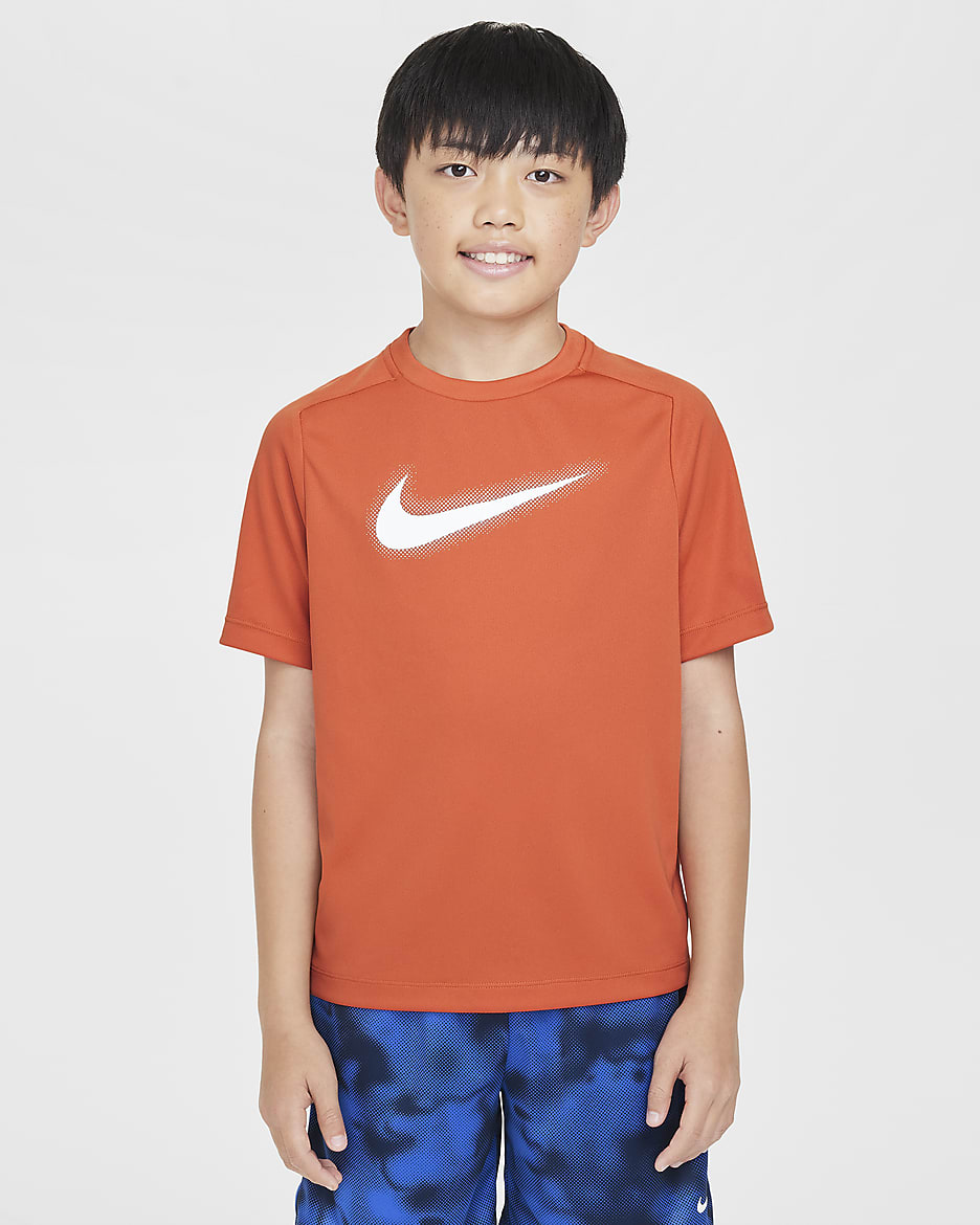 Nike Multi Older Kids' (Boys') Dri-FIT Graphic Training Top - Vintage Coral/White