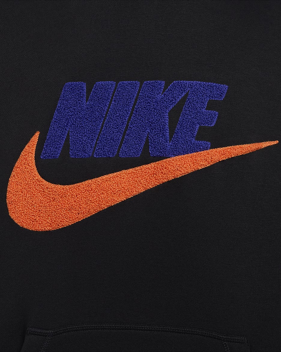 เสื้อมีฮู้ดผู้ชายแบบสวม Nike Club Fleece - ดำ/ดำ/Safety Orange