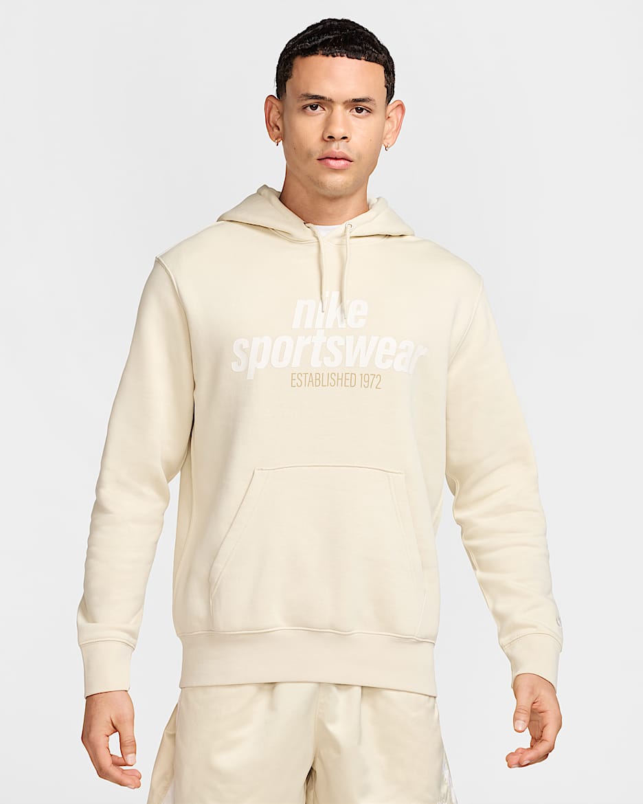 Sudadera con gorro sin cierre de tejido Fleece para hombre Nike Club - Caqui claro/Caqui claro/Vela