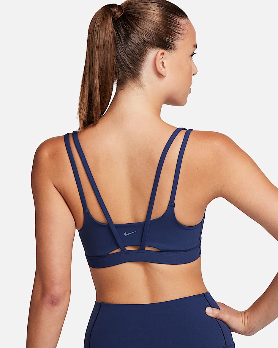 Nike Zenvy Strappy Women's Light-Support Padded Sports Bra - Midnight Navy/White