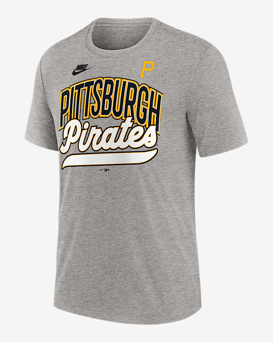 Playera Nike de la MLB para hombre Pittsburgh Pirates Cooperstown Retro - Gris jaspeado