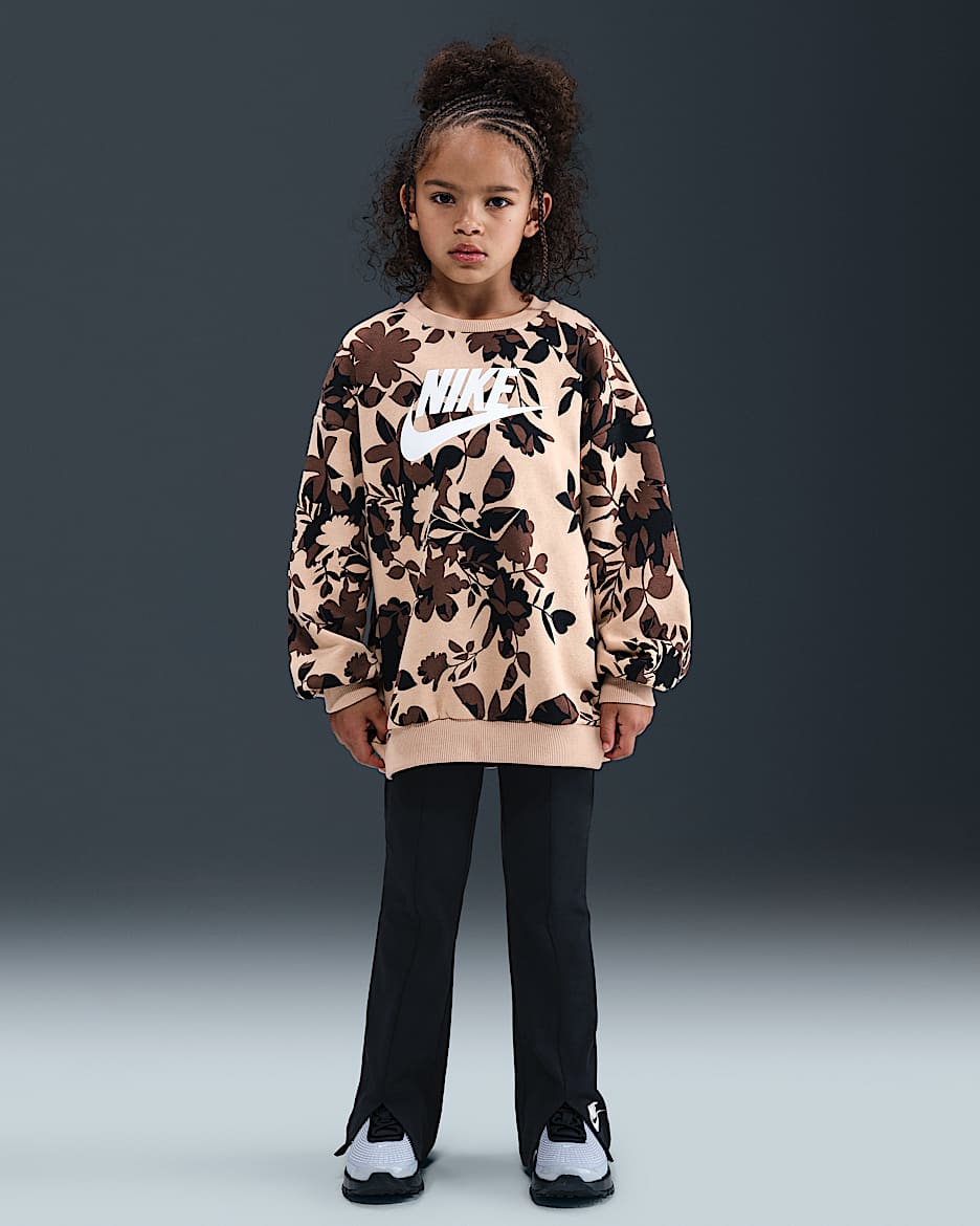 Nike Little Kids' Floral Camo Crew and Leggings Set - Black
