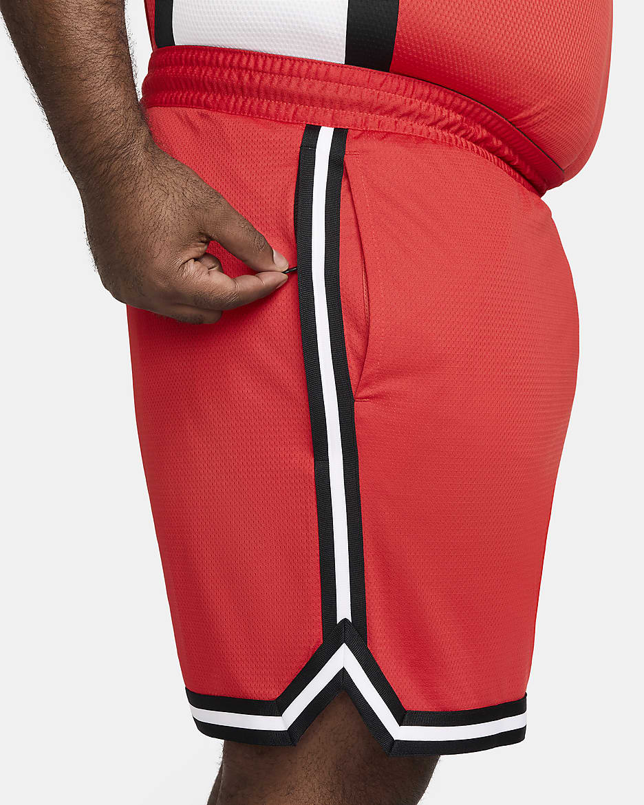 Shorts de básquetbol Dri-FIT de 15 cm para hombre Nike DNA - Rojo universitario/Negro/Negro