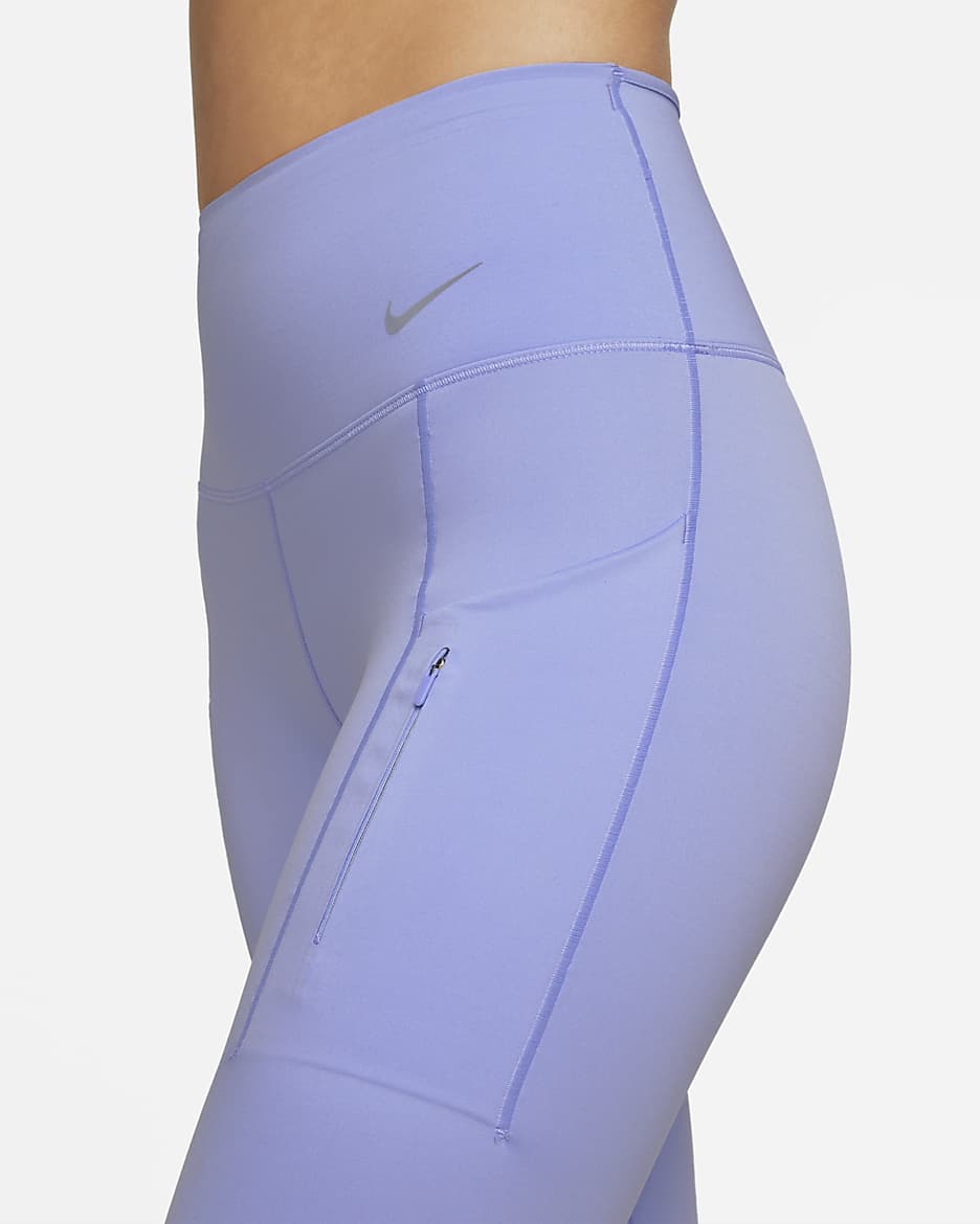 Leggings de tiro alto de 7/8 de sujeción firme con bolsillos para mujer Nike Go - Cardo claro/Negro