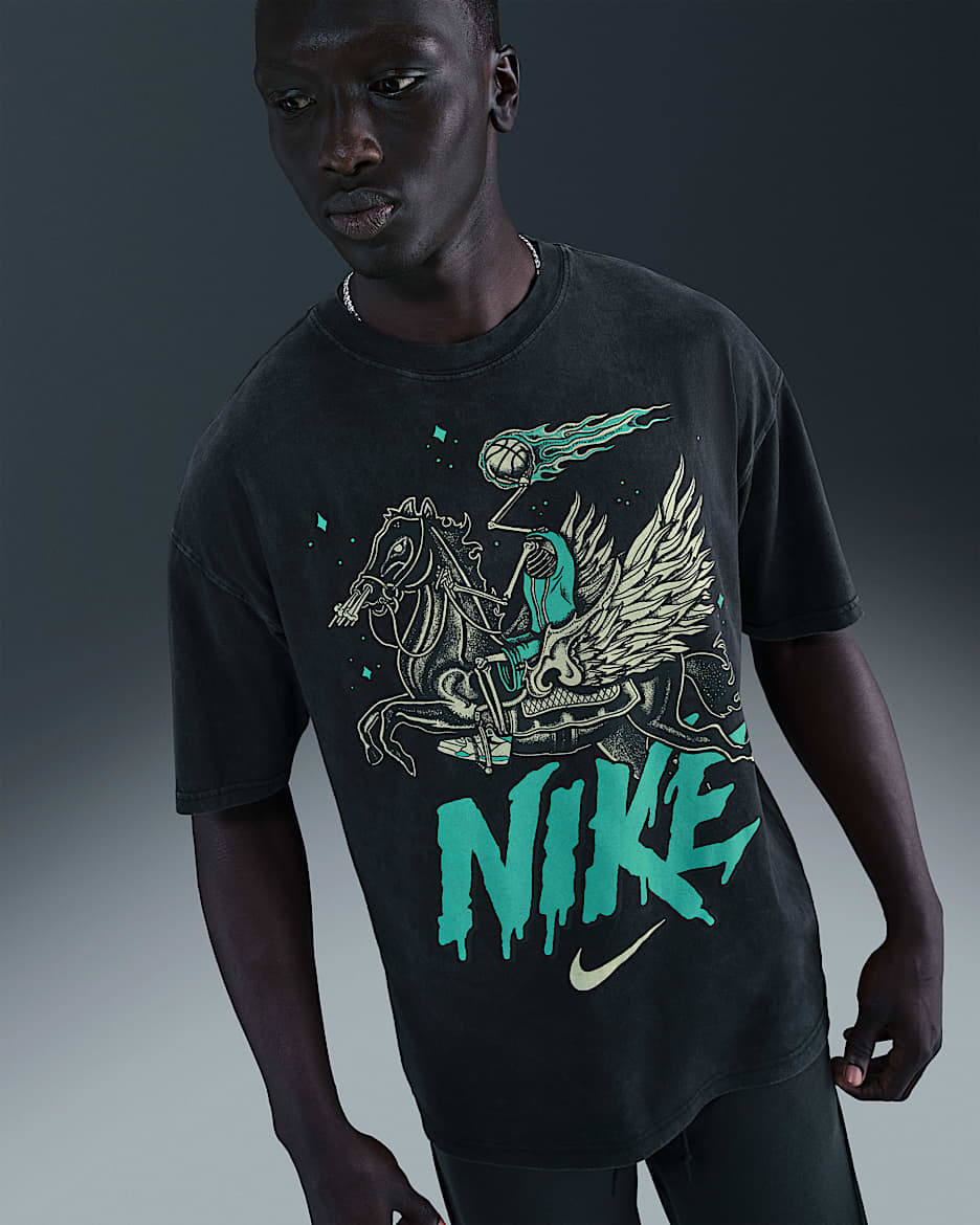 Nike Men's Max90 Basketball T-Shirt - Black/Bleached Turquoise