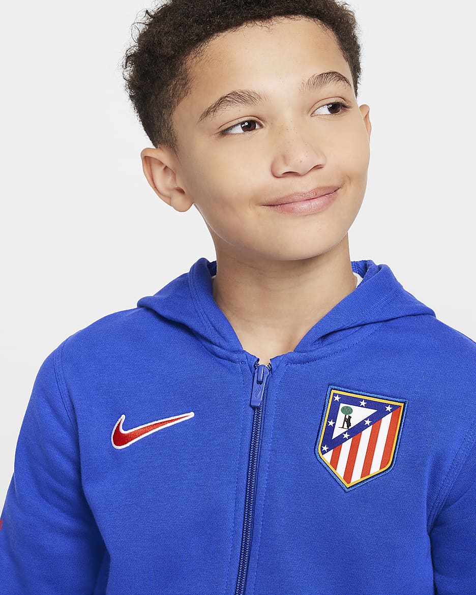 Atlético Madrid Club Home Older Kids' (Boys') Nike Football Full-Zip Hoodie - Game Royal/Light Crimson