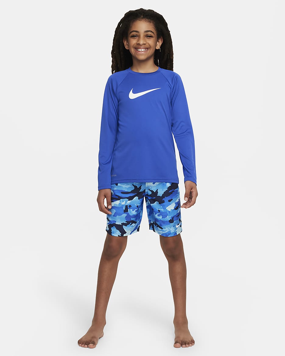 Playera de manga larga Hydroguard para niño talla grande Nike Swim - Royal juego