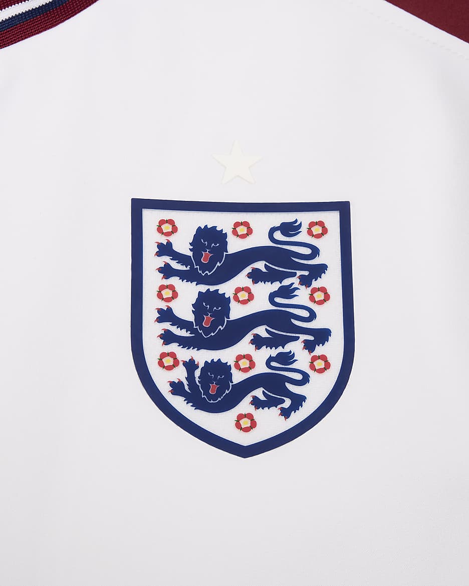 Casaco de futebol Nike Dri-FIT do equipamento principal Strike Inglaterra para mulher - Branco/Vermelho Team/Azul Void