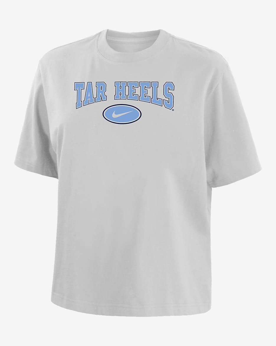 Playera de corte cuadrado universitaria Nike para mujer UNC - Blanco