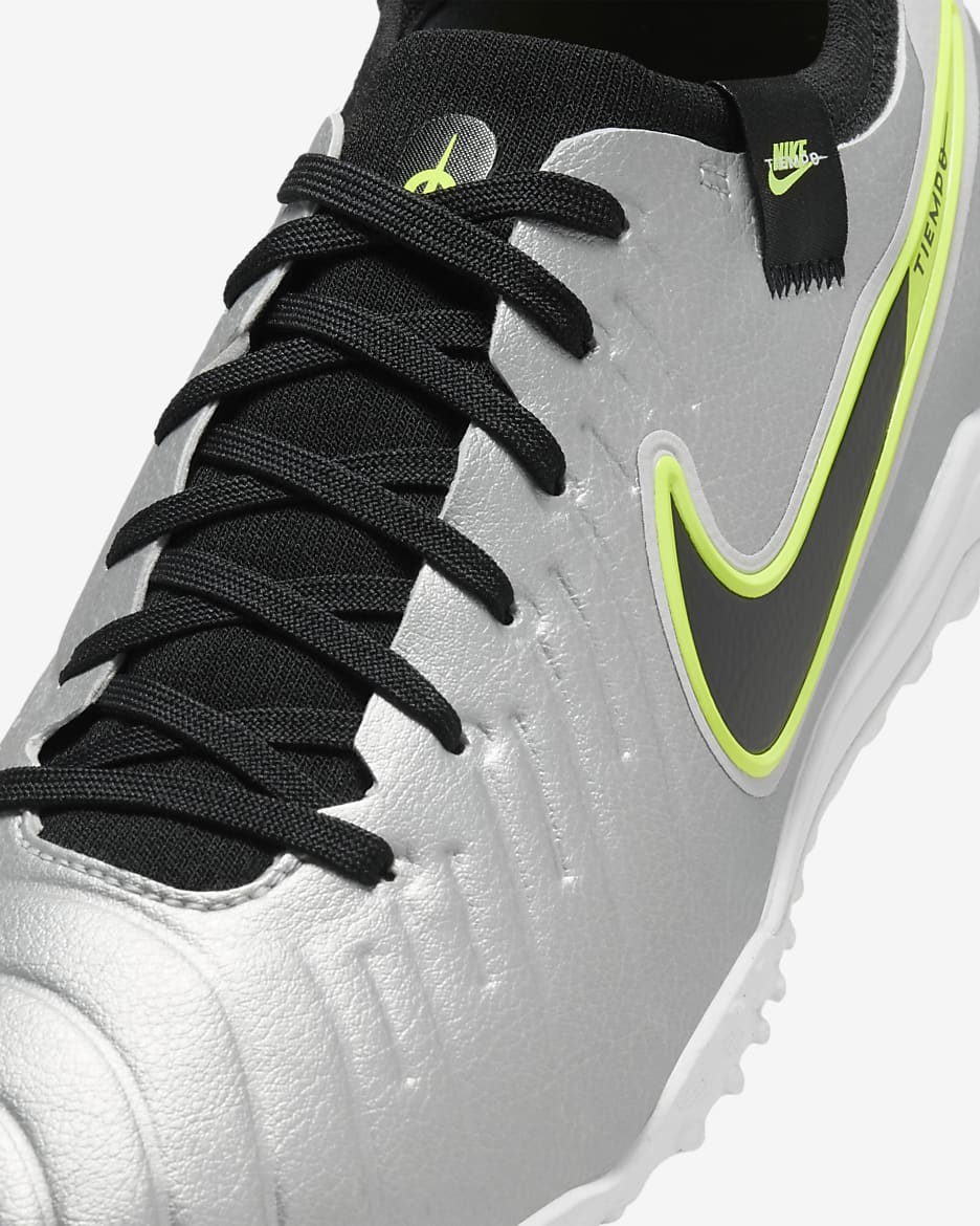 Nike Tiempo Legend 10 Pro Turf Low-Top Football Shoes - Metallic Silver/Volt/Black