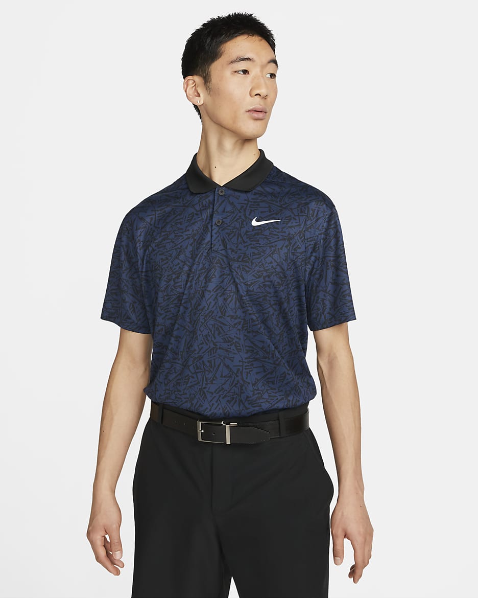 Nike Dri-FIT Victory+ Men's All-over Print Golf Polo - Midnight Navy/Black/White