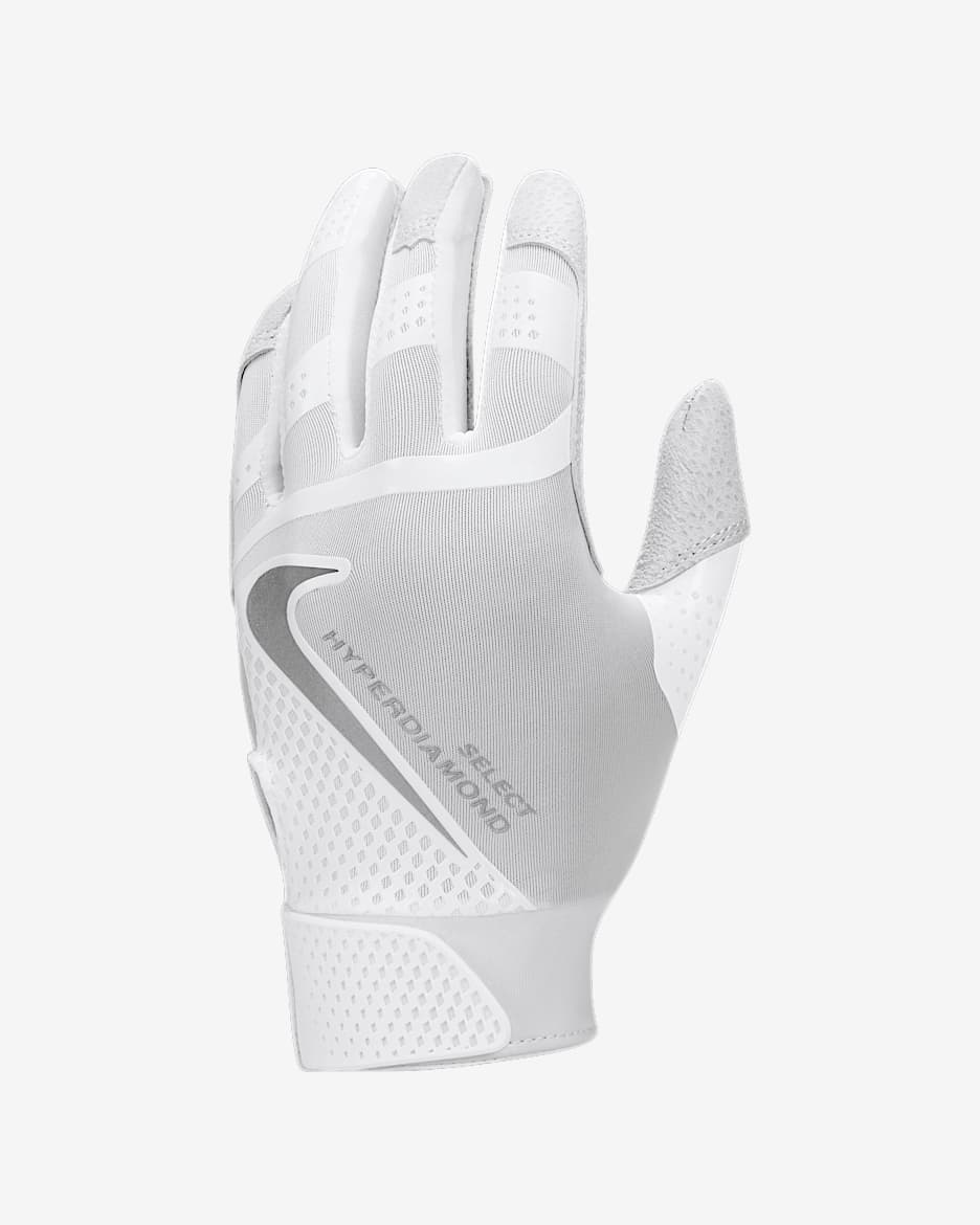 Nike Hyperdiamond Select Softball Batting Gloves - White