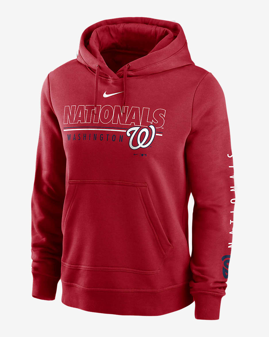 Nike Outline Club (MLB Washington Nationals) Women's Pullover Hoodie - Sport Red