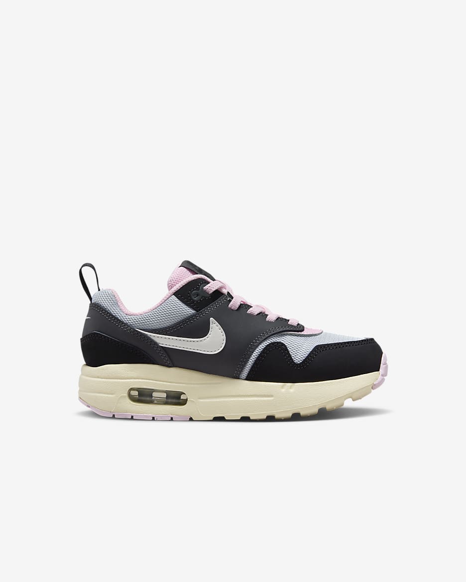 Nike Air Max 1 EasyOn Younger Kids' Shoes - Black/Anthracite/Pink Foam/Summit White