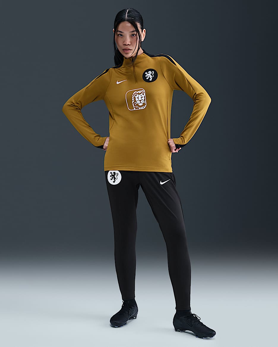 Maskinstrikkede Holland Strike Nike Dri-FIT-fodboldbukser til kvinder - sort/Bronzine/hvid