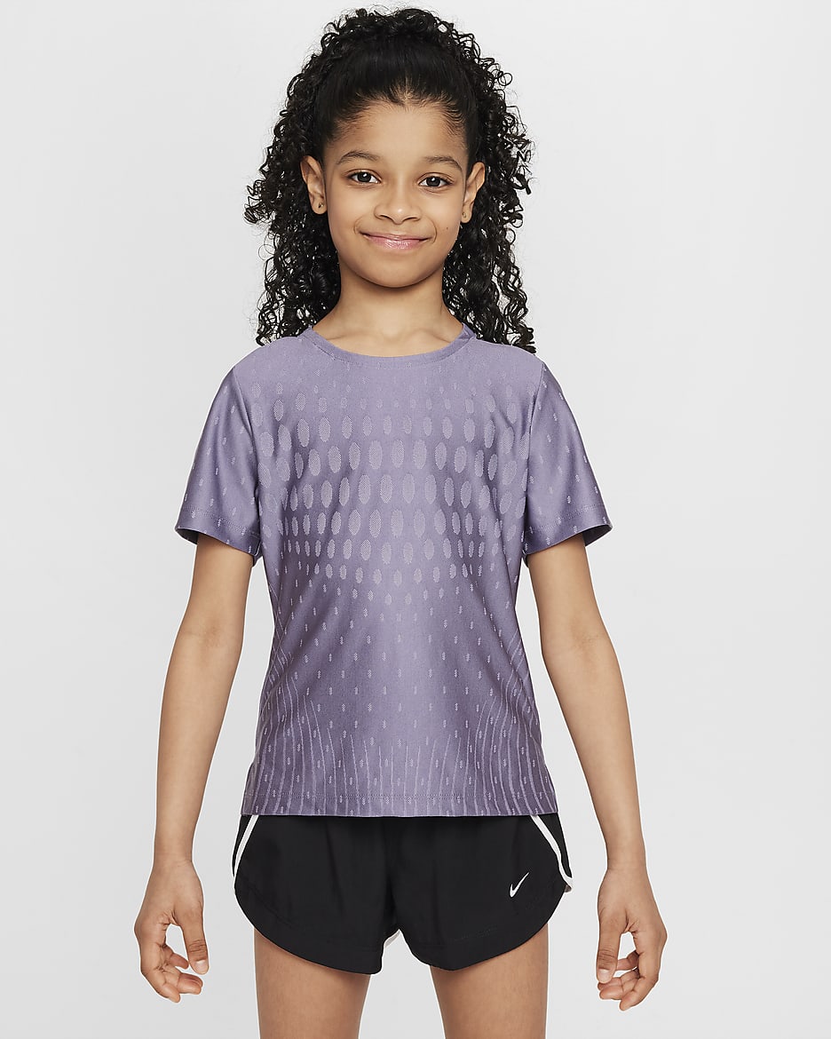 Nike Camiseta de manga corta Dri-FIT ADV - Niña - Daybreak/Hydrangeas/Negro