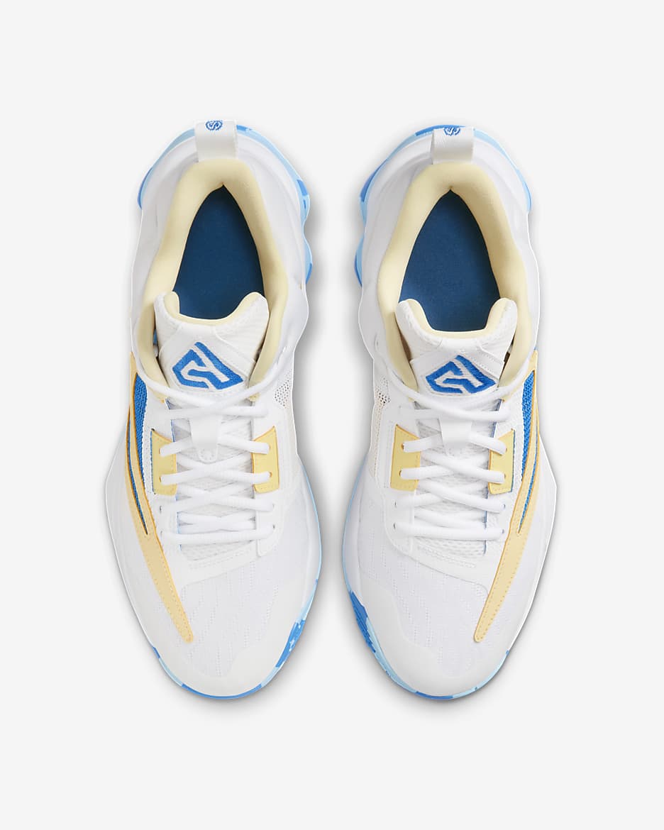 Tenis de básquetbol Giannis Immortality 3 - Blanco/Naranja láser claro/Amarillo suave/Azul foto claro