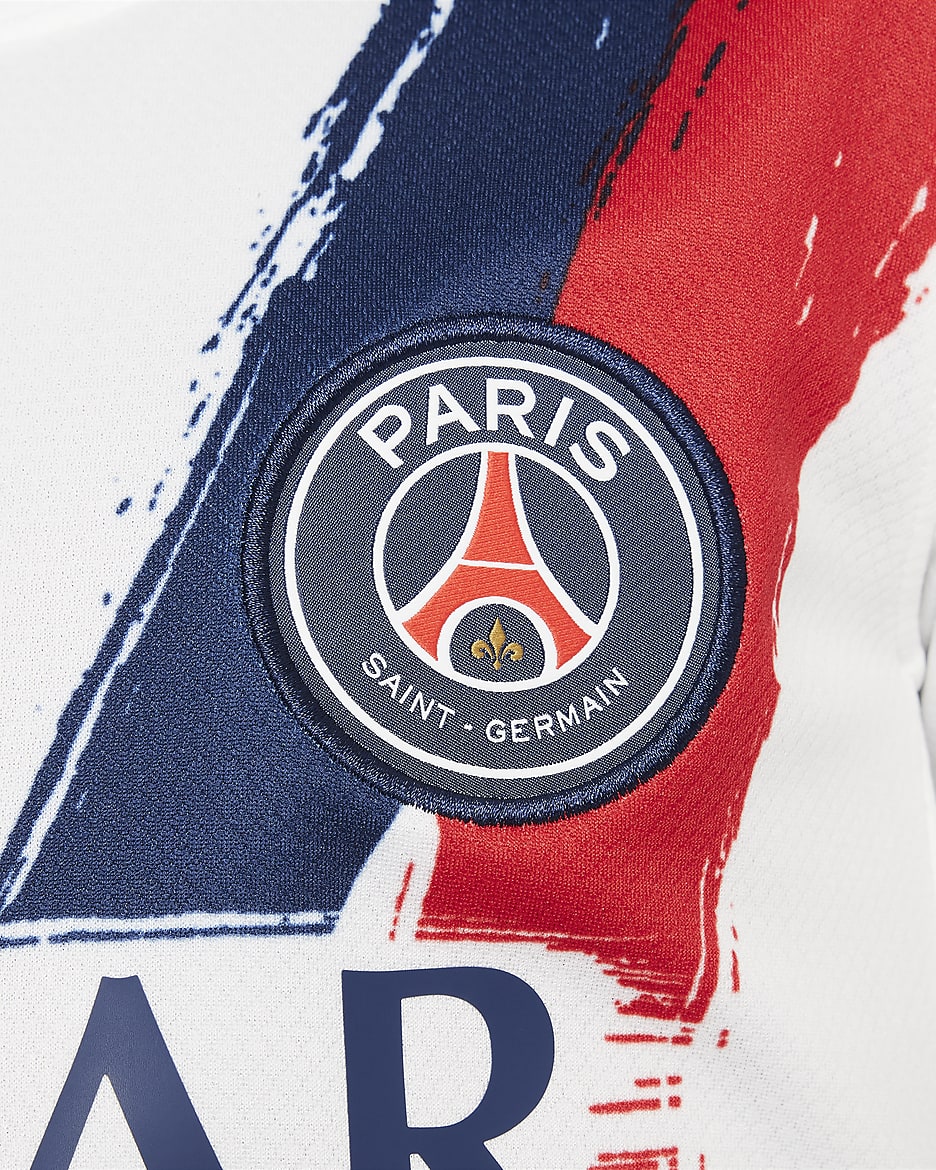 Paris Saint-Germain 2024/25 Stadium Uit Nike Dri-FIT replicavoetbalshirt voor kids - Wit/Midnight Navy/University Red/Midnight Navy