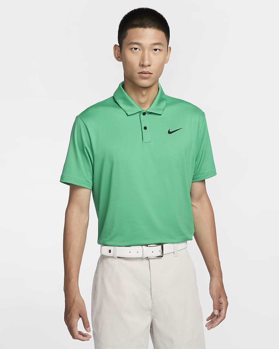 Nike Dri-FIT Tour 男款純色高爾夫球衫 - Stadium Green/黑色
