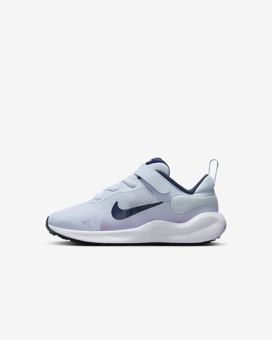 Nike Revolution 7 Younger Kids' Shoes - Football Grey/Lilac Bloom/Lilac/Midnight Navy