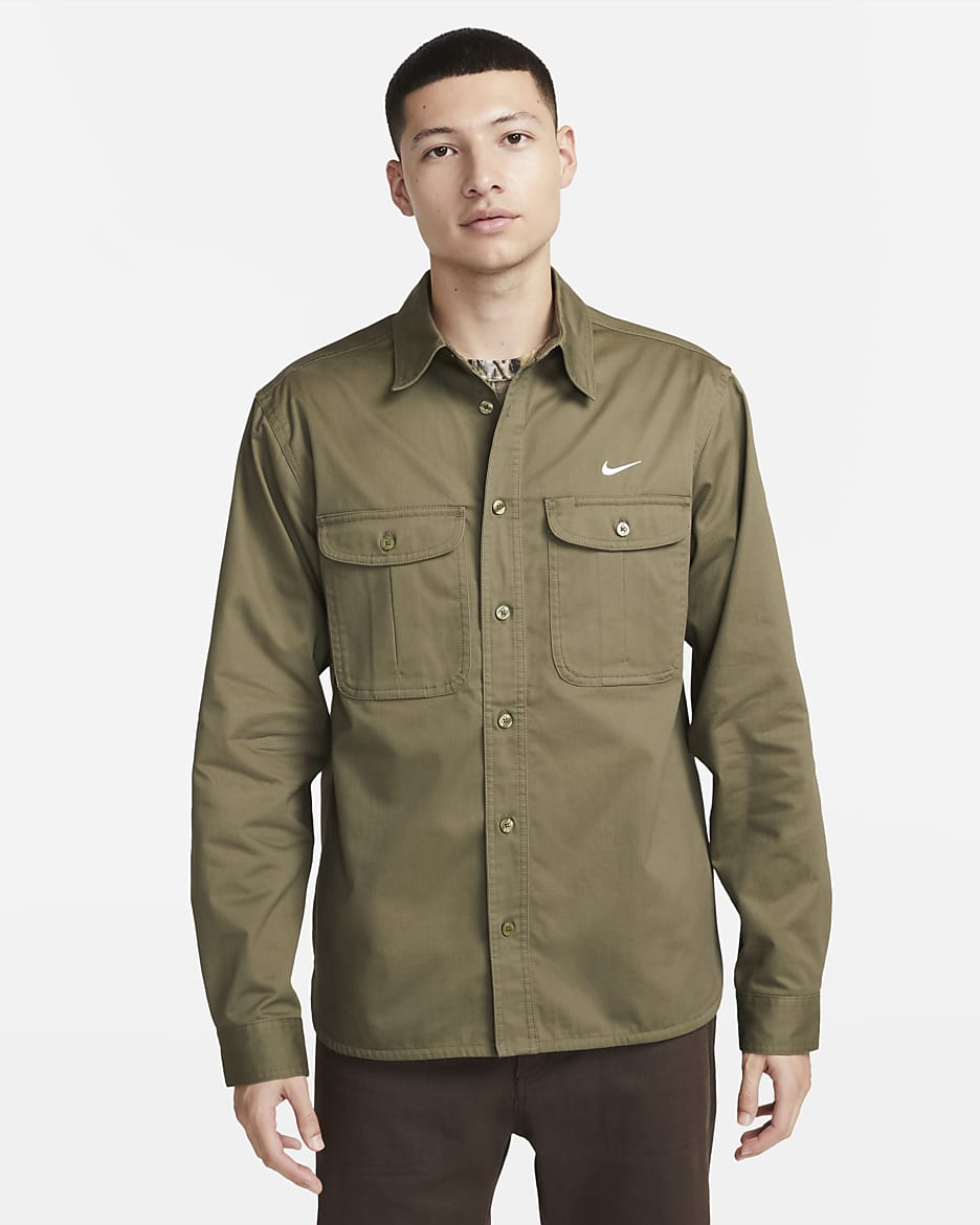 Nike SB Woven Skate Long-Sleeve Button Down - Medium Olive