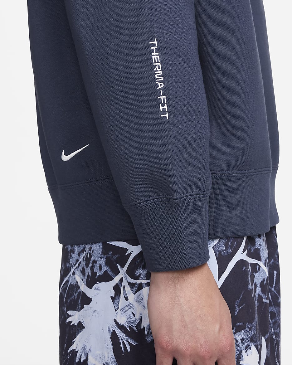 Nike ACG Therma-FIT Fleece Crew Üst - Thunder Blue/Summit White