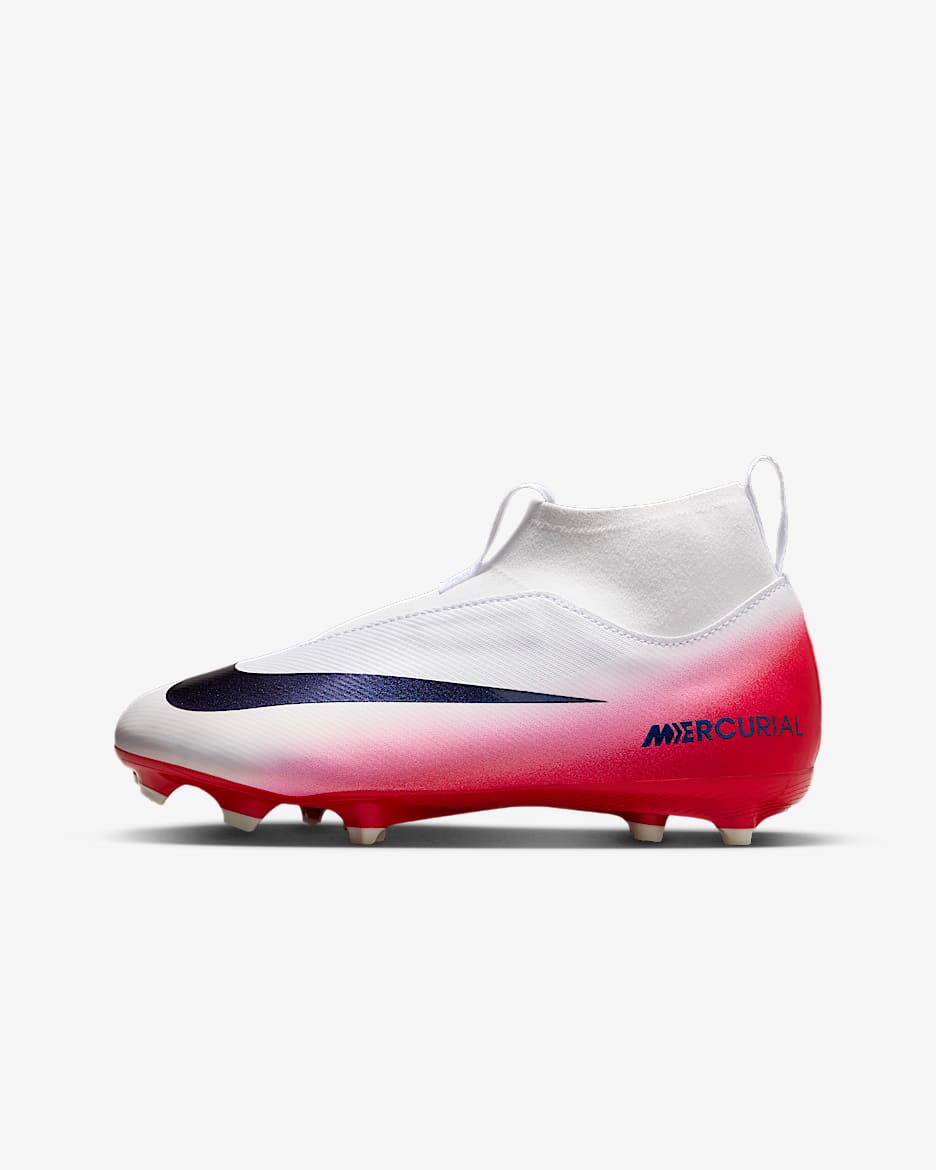 Nike Jr. Mercurial Superfly 10 Academy LV8 Big Kids' Multi-Ground High-Top Soccer Cleats - University Red/Dark Obsidian