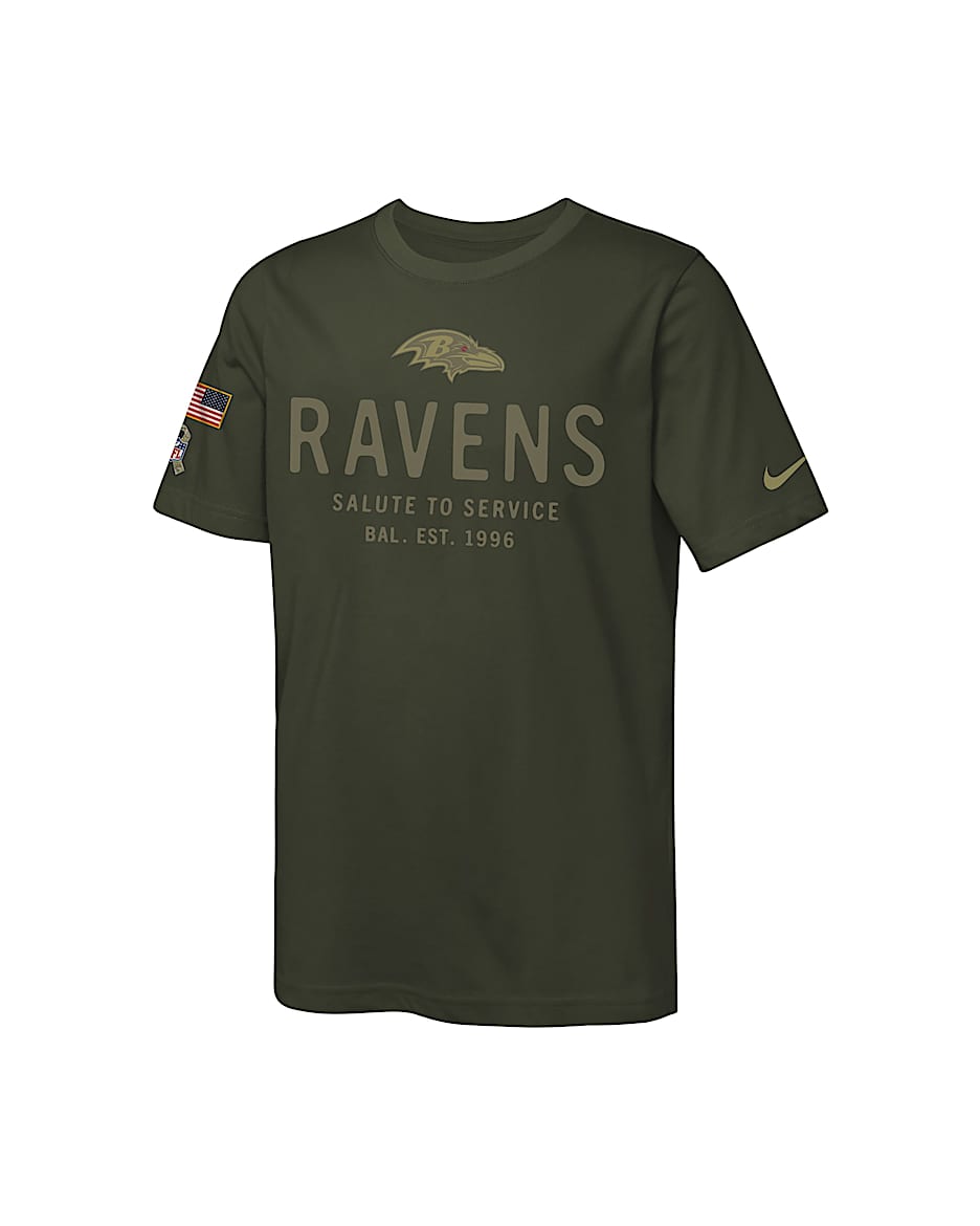 Baltimore Ravens Salute to Service Sideline Big Kids’ Nike Dri-FIT NFL T-Shirt - Olive