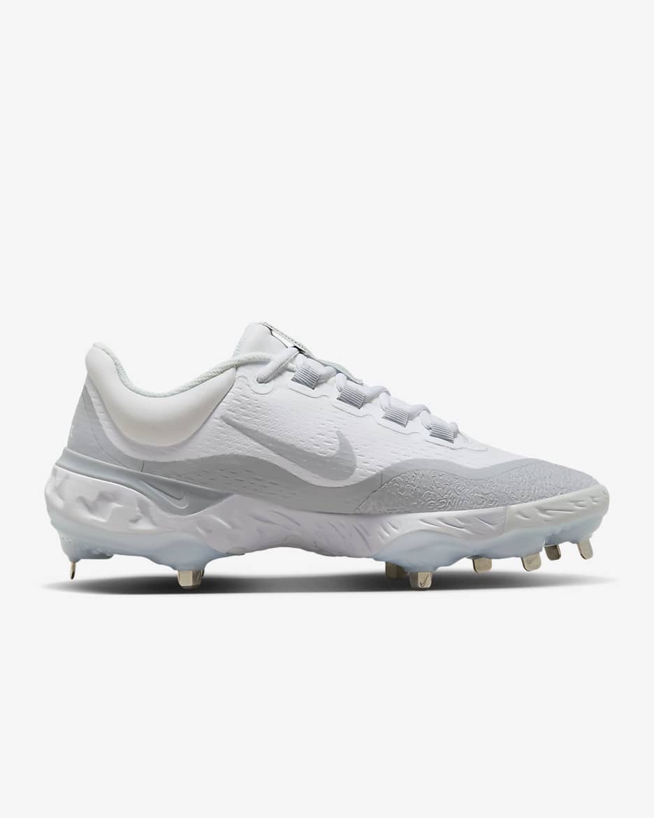 Nike Alpha Huarache Elite 4 Low Men's Baseball Cleats - White/Pure Platinum/Blue Tint/Wolf Grey