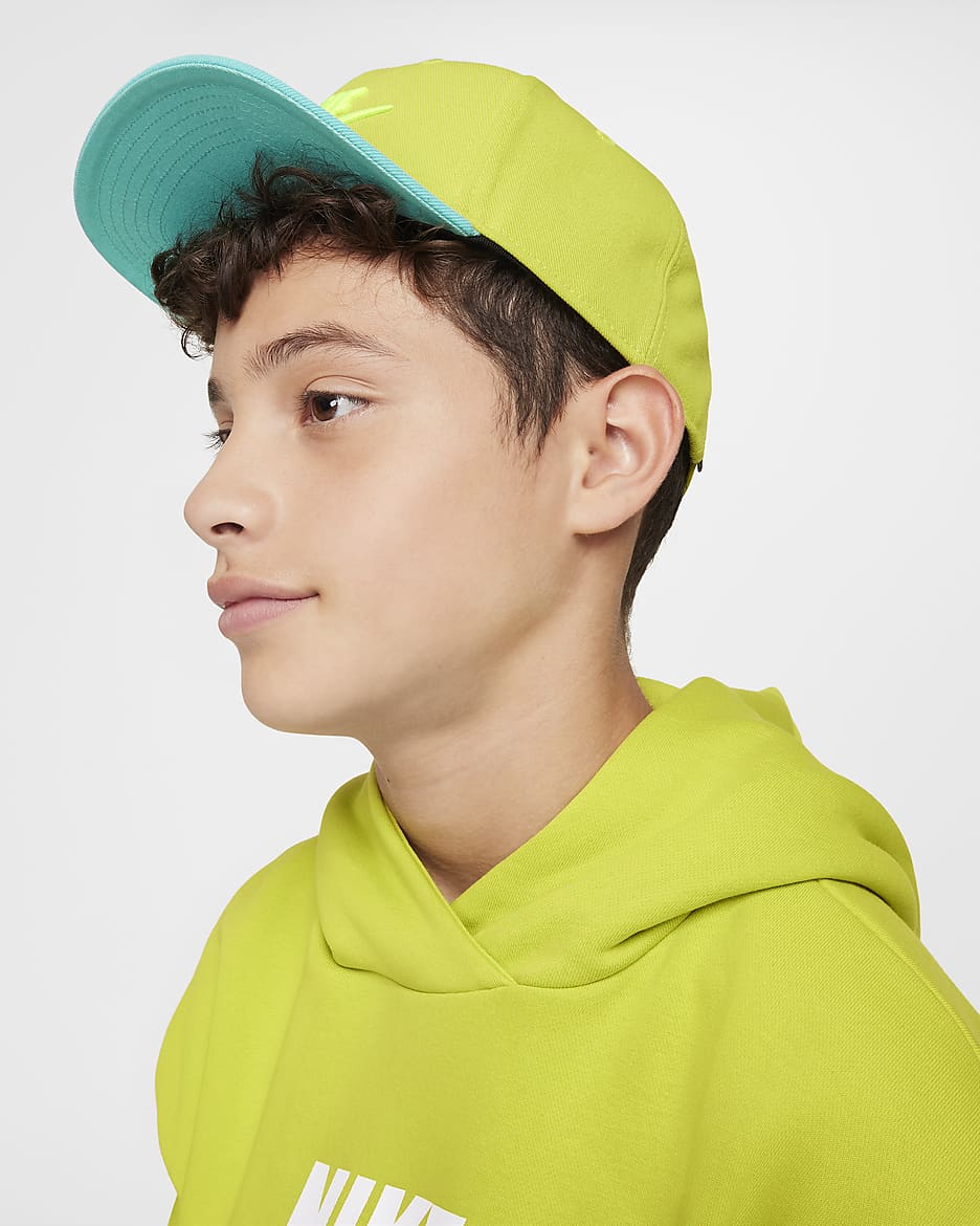 Gorra estructurada Futura para niños Nike Dri-FIT Pro - Cactus brillante/Escarcha verde/Volt