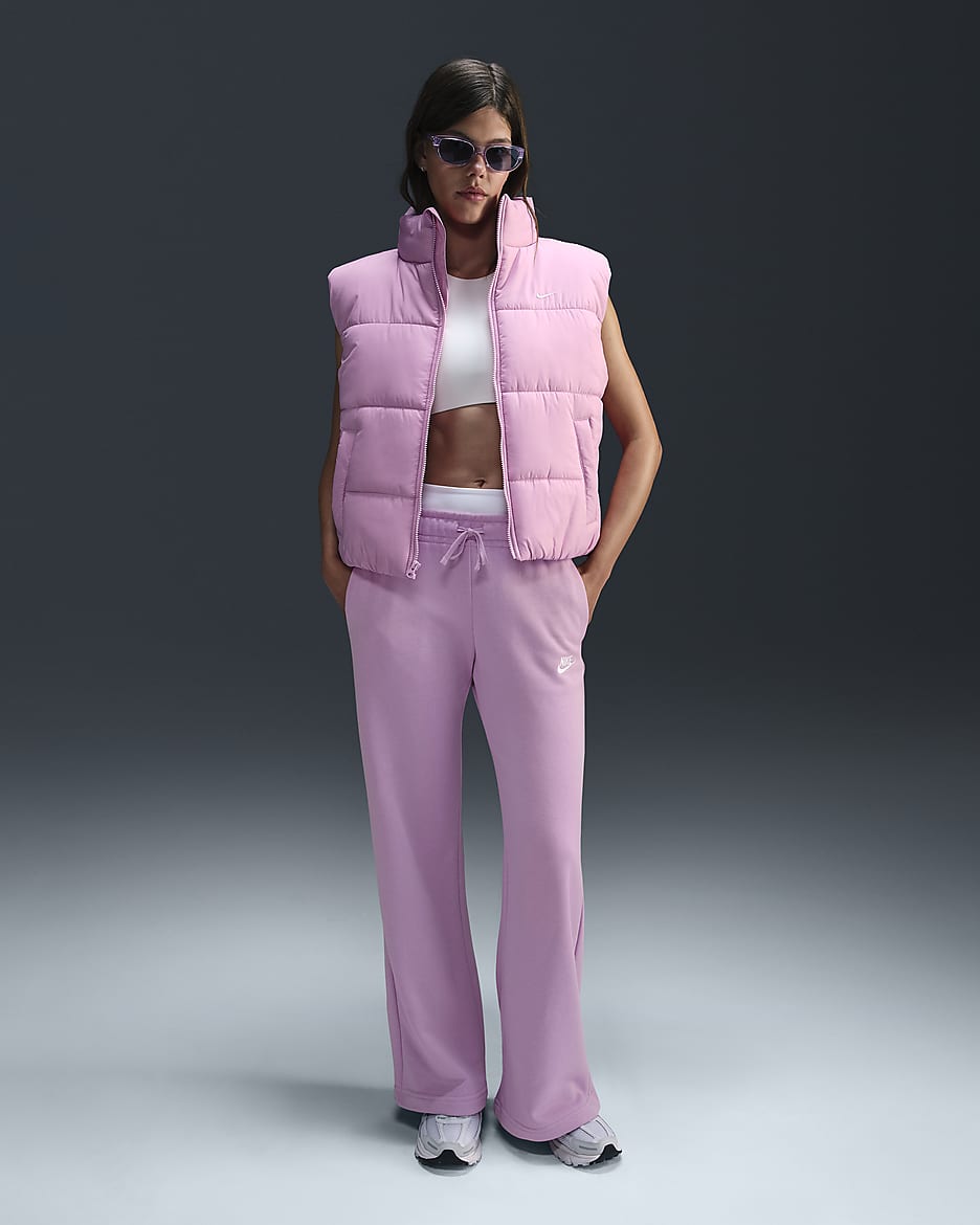 Nike Sportswear Club Fleece Women's Mid-Rise Wide-Leg Sweatpants - Beyond Pink/White