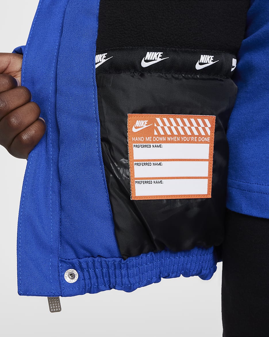 Chamarra de exterior para niños talla pequeña Nike - Royal juego