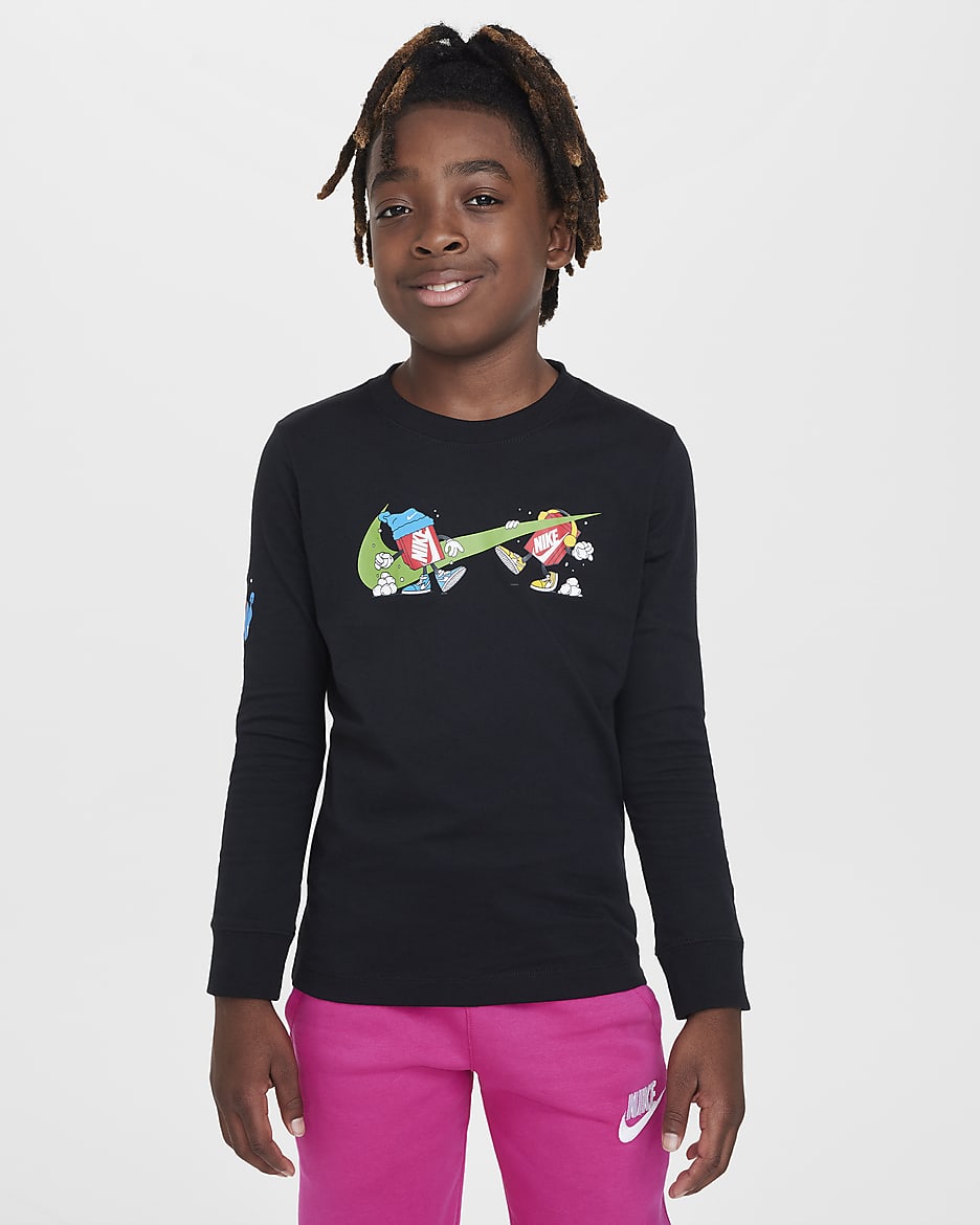 Playera de manga larga para niños grandes Nike Sportswear - Negro