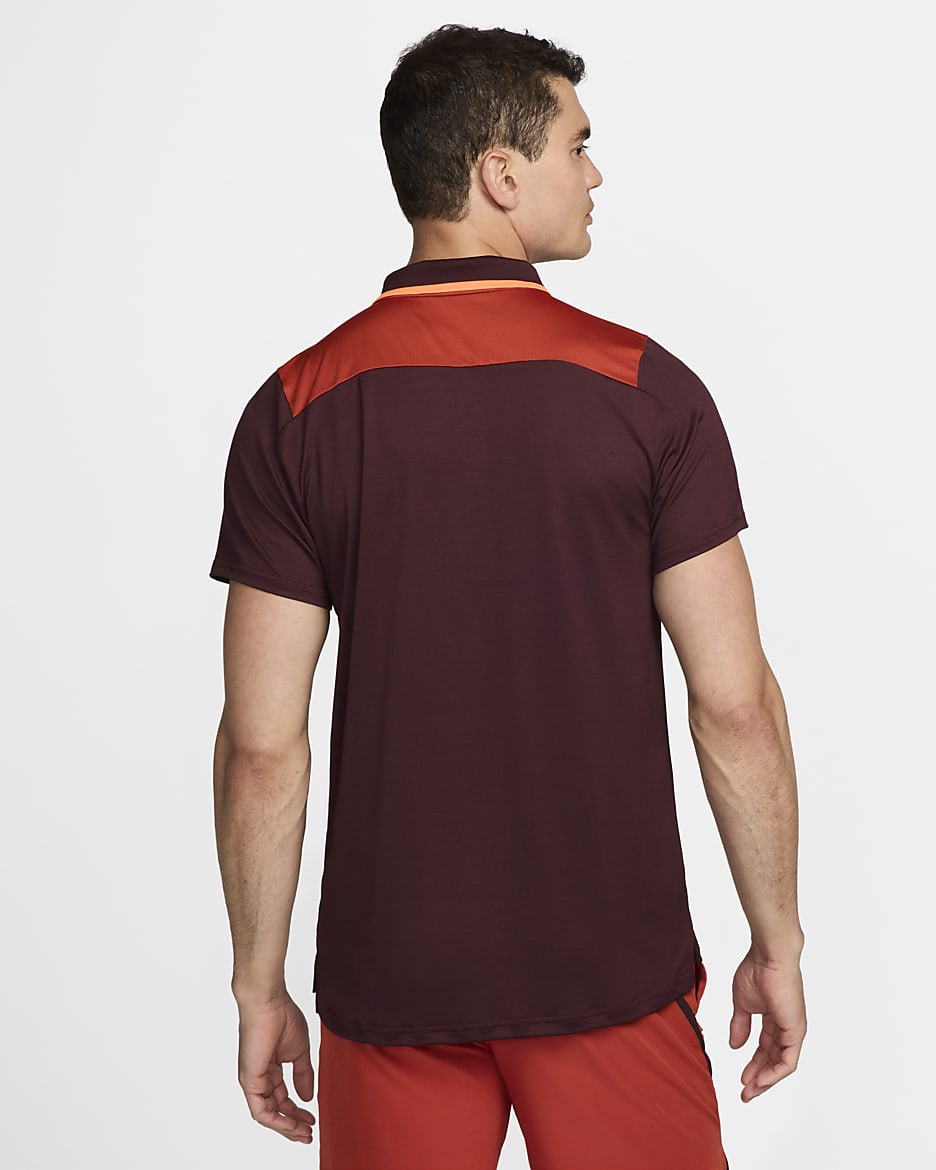 Polo de tenis Dri-FIT para hombre NikeCourt Advantage - Burdeos enérgico/Rojo dragón/Blanco