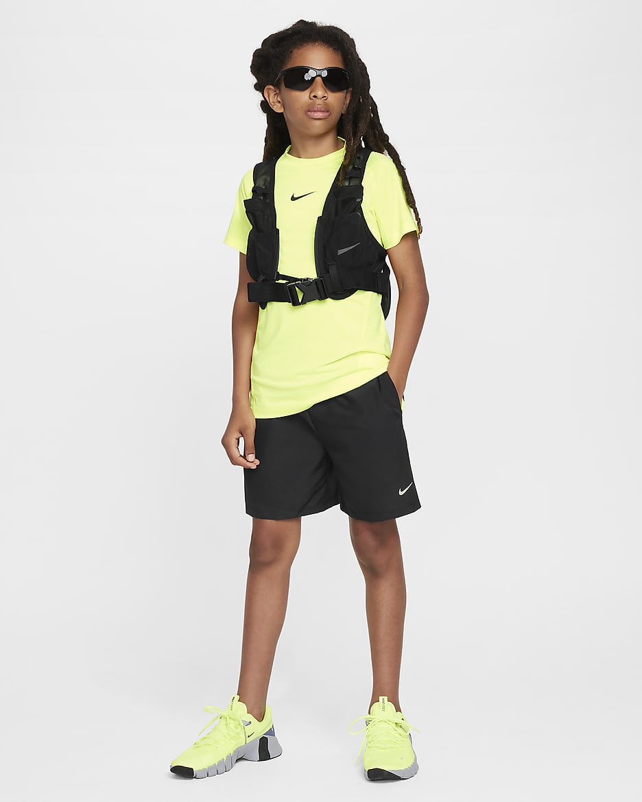 Nike Multi Big Kids' (Boys') Dri-FIT Training Shorts - Black/Volt