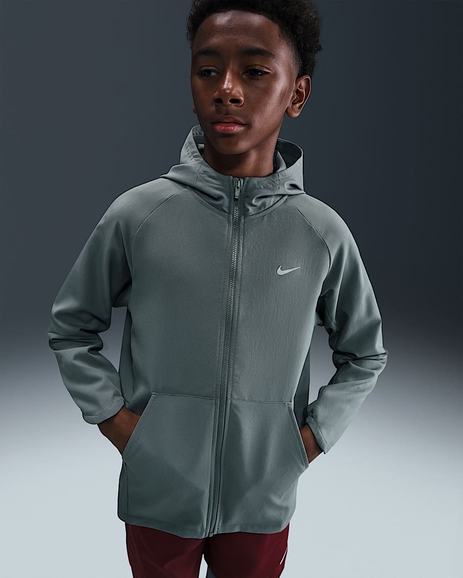 Giacca da training in tessuto Dri-FIT UV Nike – Ragazzo/a - Smoke Grey