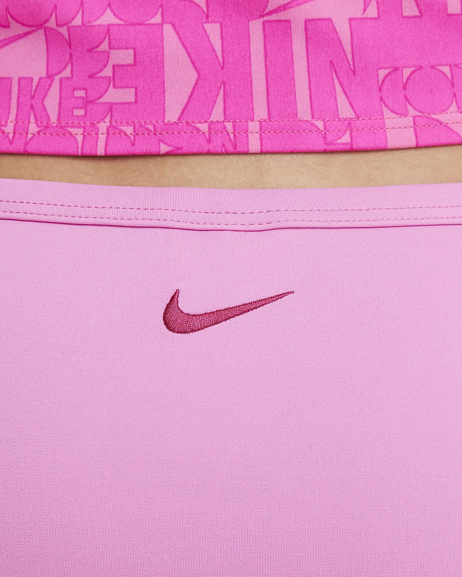 Conjunto de tankini con espalda en T para niña talla grande Nike Swim Retro Flow - Rosa feroz